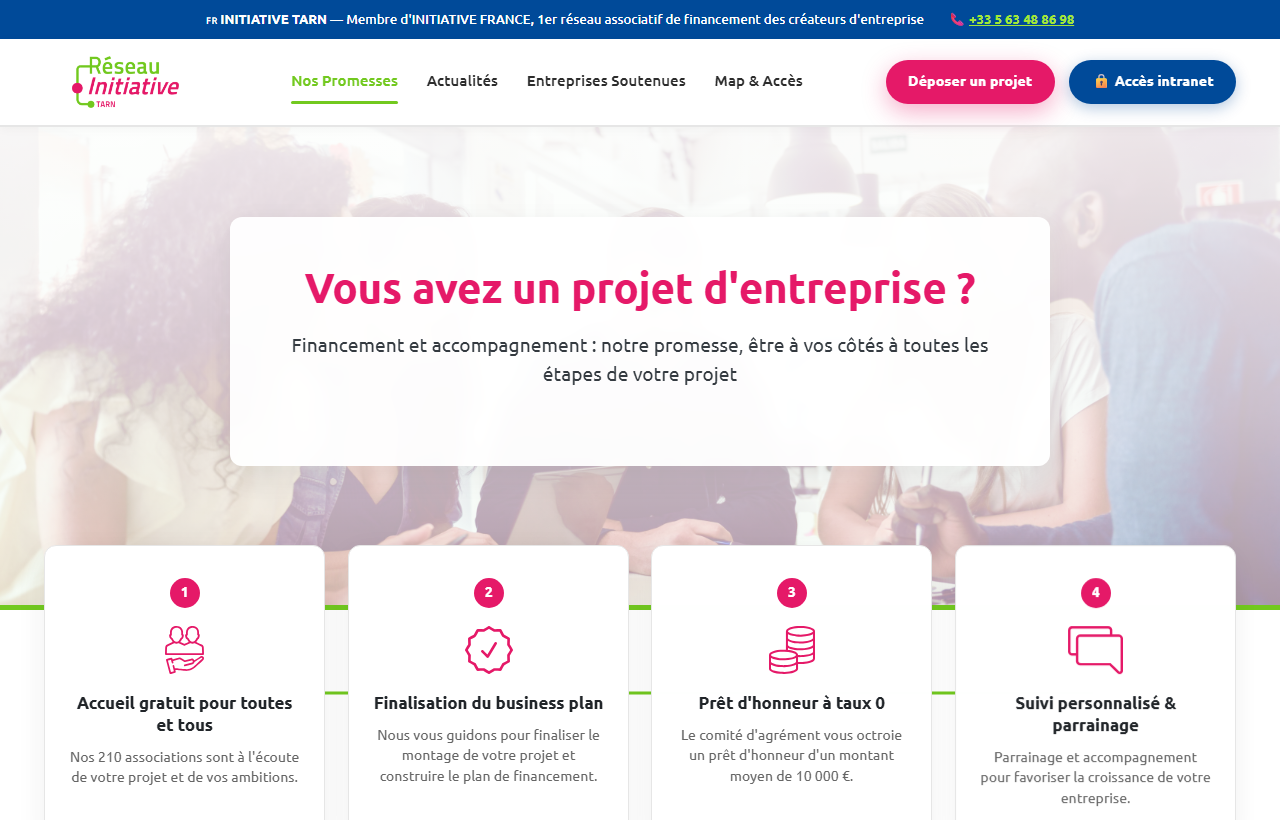 Aperçu du site internet Initiative Tarn conçu par Cybermano